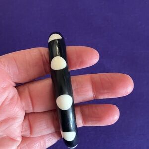 Vintage 60s Black White Polka Dot Lucite Bangle Mod Retro Graphic